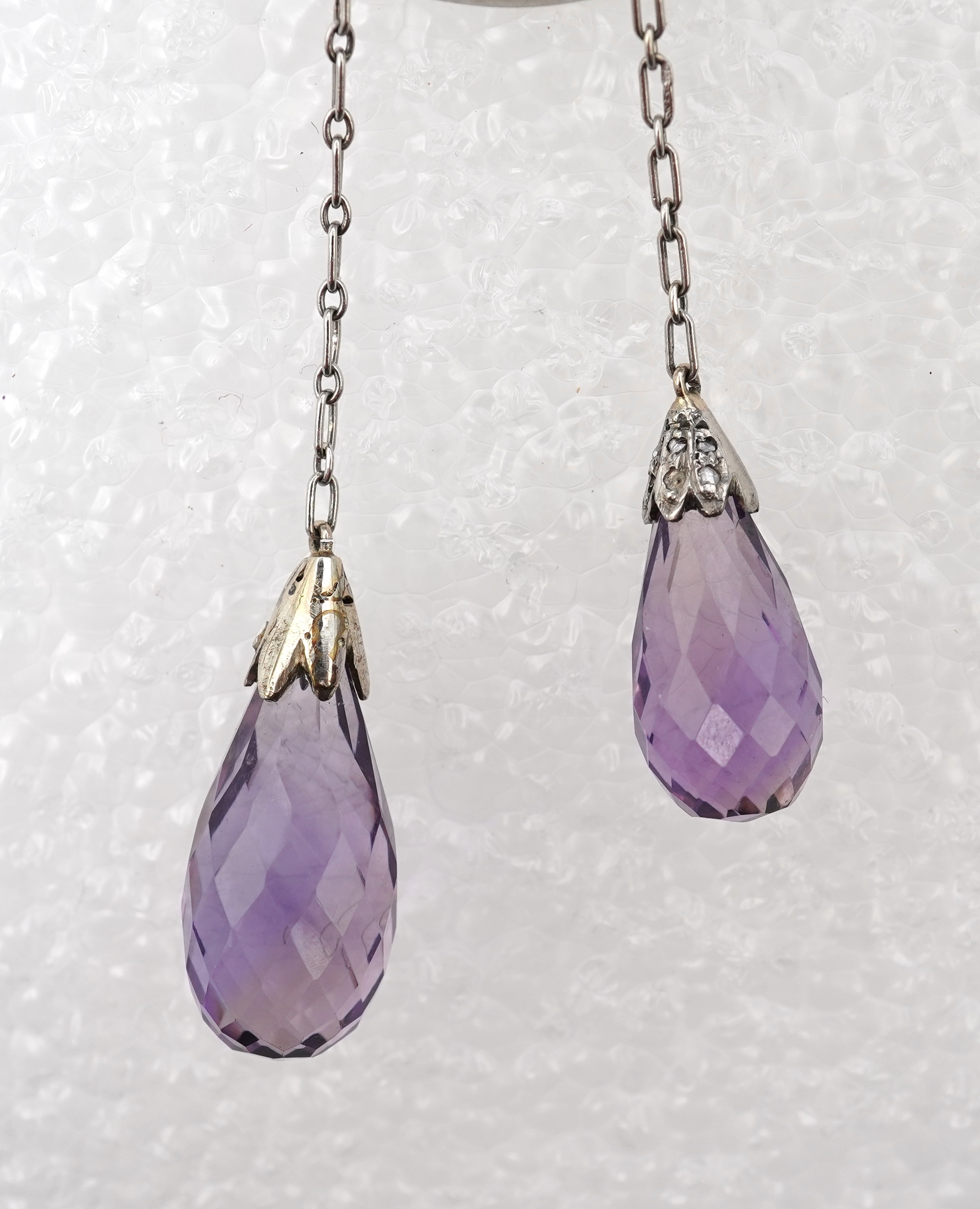 An Art Deco amethyst and diamond negligée pendant, France, circa 1920